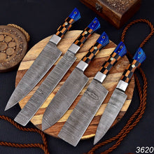 Load image into Gallery viewer, HS-134 '' Custom Handmade HAND FORGED DAMASCUS STEEL CHEF KNIFE Set Kitchen Knives