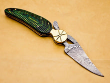 Load image into Gallery viewer, Damascus Folding Knife Custom knife Handmade Folding Knife