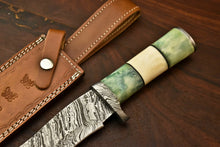 Load image into Gallery viewer, HS-329 | Custom Handmade Damascus Steel Hunitng/Bowie Knife - Colour Camel Bone Handle