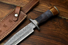 Load image into Gallery viewer, HS-314 Custom Hand Made Damascus Steel Blade Bowie Hunting Knife | CAMEL BONE