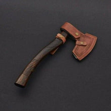 Load image into Gallery viewer, HS-1015 Custom hand made Damascus steel rose wood Viking axe hunting axe straight axe