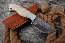 Load image into Gallery viewer, HS-739 Custom Handmade Damascus Steel Skinner Knife With Camel Bone Handle