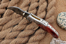 Load image into Gallery viewer, Custom Handmade Damascus Folding-Pocket Knife With Camel Bone Handle