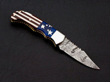 Load image into Gallery viewer, HS-1117 Rare Custom Hand Forged Damascus Steel Back Lock Resin Handle Knife