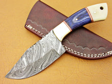 Load image into Gallery viewer, HS 769 Custom Handmade Damascus Skinner Knife With Hard Wood And Camel Bone
