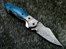 Load image into Gallery viewer, HS-1122 " CUSTOM HANDMADE DAMASCUS BLADE POCKET FOLDING KNIFE LINER LOCK