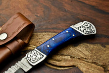 Load image into Gallery viewer, Custom Handmade Damascus Steel Blade Back-Lock Pocket Folding Gifts Knife| Hard Wood