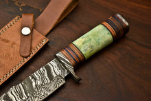Load image into Gallery viewer, HS-416 | Custom Handmade Damascus Steel Hunting Knife - Beautiful Camel Bone Handle