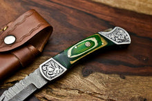 Load image into Gallery viewer, Custom Handmade Damascus Steel Pocket Folding Knife - Beautiful Hard Wood Handle