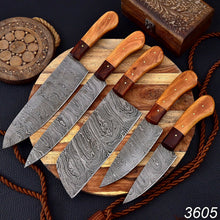 Load image into Gallery viewer, HS-149 Custom Handmade HAND FORGED DAMASCUS STEEL CHEF KNIFE Set Kitchen Knives