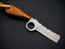 Load image into Gallery viewer, HS-968 '' Custom Hand Forged 6.5" Damascus Steel Full Tang Cowboy Bull Cutter Knife