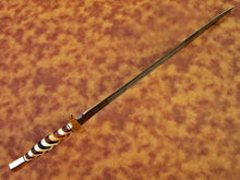 Load image into Gallery viewer, HS-1091 | Custom Handmade Damascus Steel Sword | Brass & Wood Handle | With Leather Sheath