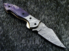 Load image into Gallery viewer, HS-1123 '' CUSTOM HANDMADE DAMASCUS BLADE POCKET FOLDING KNIFE LINER LOCK