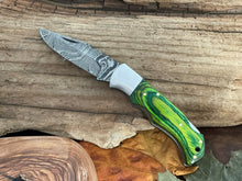 Load image into Gallery viewer, Custom Handmade Damascus Pocket Knife Best EDC Camping Knife