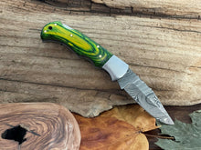 Load image into Gallery viewer, Custom Handmade Damascus Pocket Knife Best EDC Camping Knife