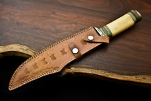 Load image into Gallery viewer, HS-335 | Custom Handmade Damascus Steel Hunting Bowie Knife - Camel Bone Handle