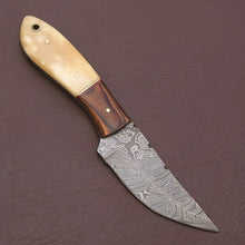 Load image into Gallery viewer, HS-784 Custom Handmade Damascus Skinner Knife With Bone & Wood Handle