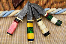 Load image into Gallery viewer, HS Deal 05 - Custom Handmade Damascus Skinner Knife Lot of Four Pecs With Different Handles