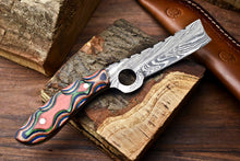 Load image into Gallery viewer, HS-999 | Custom Handmade Damascus Steel Bull Cutter Knife - Beautiful Hard Wood Handle