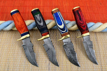 Load image into Gallery viewer, HS Deal 06 - Custom Handmade Damascus Skinner Knife Lot of Four Pecs With Different Handles