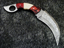 Load image into Gallery viewer, HS-890 Custom Hand Forged Damascus Steel 10" Karambit Knife - Hard Wood Handle