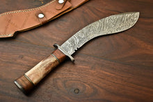 Load image into Gallery viewer, HS-870 Custom Handmade Damascus Steel Hunitng/Kukri Knife - Camel Bone Handle