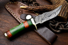 Load image into Gallery viewer, HS-407 | Custom Handmade Awesome Camel Bone Handle Damascus Steel Hunting Knife - Great Price