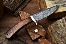 Load image into Gallery viewer, HS-400 | Custom Handmade Damascus Steel Hunting Camping Knife - Beautiful Wood Handle