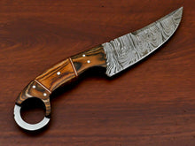 Load image into Gallery viewer, HS-571 HANDMADE DAMASCUS CUSTOM PAKKA WOOD HANDLE SKINNING CAMPING KNIFE