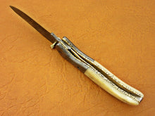 Load image into Gallery viewer, Custom Handmade Damascus Folding-Pocket Knife With Camel Bone Handle