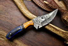 Load image into Gallery viewer, HS-694 Custom Handmade Damascus Steel Skinner Knife - Beautiful Hard Wood Handle