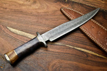 Load image into Gallery viewer, HS-314 Custom Hand Made Damascus Steel Blade Bowie Hunting Knife | CAMEL BONE