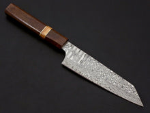 Load image into Gallery viewer, Wooden handle Damascus kitchen knife side view