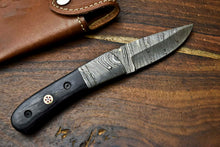 Load image into Gallery viewer, Custom Handmade Damascus Steel Blade Liner-Lock Pocket Folding Knife| BULL Horn