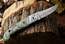 Load image into Gallery viewer, Custom Handmade Damascus Steel Pocket Folding Knife - Beautiful Resin Handle
