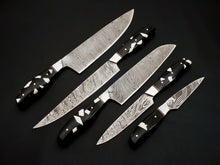Load image into Gallery viewer, HS-100 '' Custom Hand Forged Damascus Steel Full Tang Chef Knife Set
