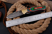 Load image into Gallery viewer, Custom Handmade Damascus Folding-Pocket Knife With Hard Wood Handle