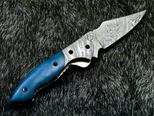 Load image into Gallery viewer, HS-1122 " CUSTOM HANDMADE DAMASCUS BLADE POCKET FOLDING KNIFE LINER LOCK