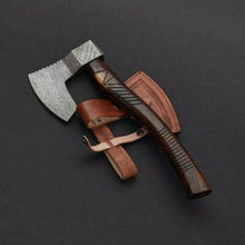 Load image into Gallery viewer, HS-1015 Custom hand made Damascus steel rose wood Viking axe hunting axe straight axe