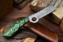 Load image into Gallery viewer, HS-1000 | Custom Handmade Damascus Steel Bull Cutter Knife - Beautiful Hard Wood Handle