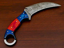 Load image into Gallery viewer, HS-886 HANDMADE DAMASCUS CUSTOM PAKKA WOOD KARAMBIT HUNTING KNIFE