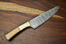 Load image into Gallery viewer, HS-263 Hand Made Damascus Steel Blade Chef Kitchen Full Tang Knife | OLIVE WOOD best gift for mom