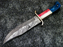 Load image into Gallery viewer, HS-379 '' Custom Hand Forged Damascus Steel 12" Bowie Hunting Knife BONE / WOOD