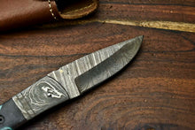 Load image into Gallery viewer, Custom Handmade Damascus Steel Blade Liner-Lock Pocket Folding Knife| Corian