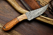 Load image into Gallery viewer, HS-658 Custom Handmade Damascus Steel Skinner Knife - Beautiful Hard Wood Handle