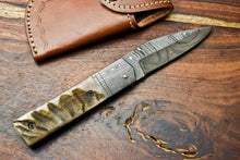 Load image into Gallery viewer, Custom Handmade Damascus Steel Blade Liner-Lock Pocket Folding Knife| Ram Horn