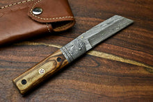 Load image into Gallery viewer, Custom Handmade Damascus Steel Blade Liner-Lock Pocket Folding Knife| HARD WOOD