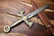 Load image into Gallery viewer, HS-1095 | 24.0" HUGE Custom Hand Made Damascus Steel Blade Dagger Sword | Pewter Handle