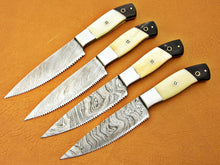 Load image into Gallery viewer, HS-192 Custom Handmade Damascus Kitchen Knives With Camel Bone & Buffalo Horn Hanlde