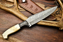Load image into Gallery viewer, HS-403 | Custom Handmade Awesome Camel Bone/Black Sheet Handle Damascus Steel Hunting Knife - Great Price